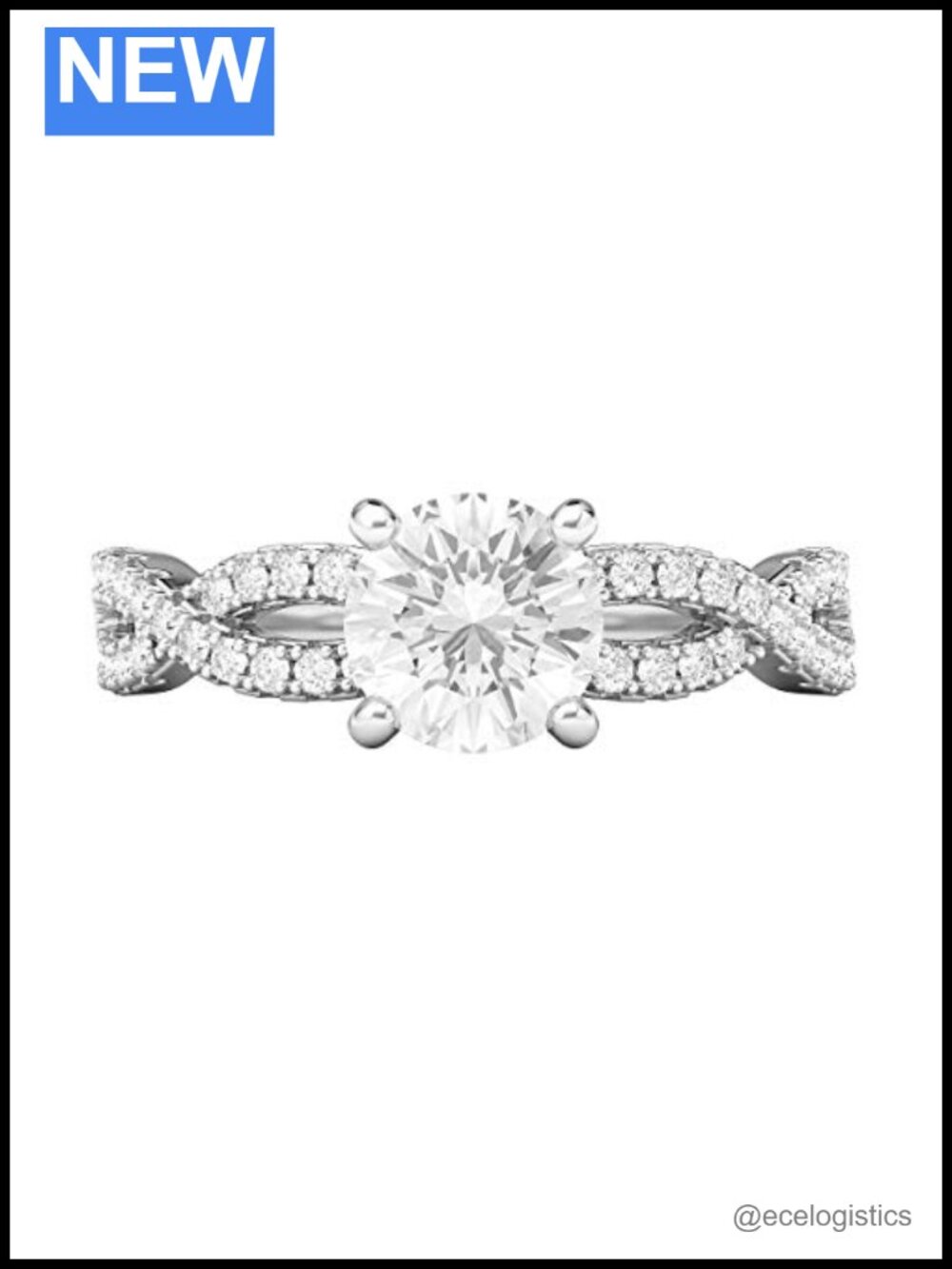 Sterling Silver Infinity Twist Engagement Ring 1 CT Moissanite Promise Bridal